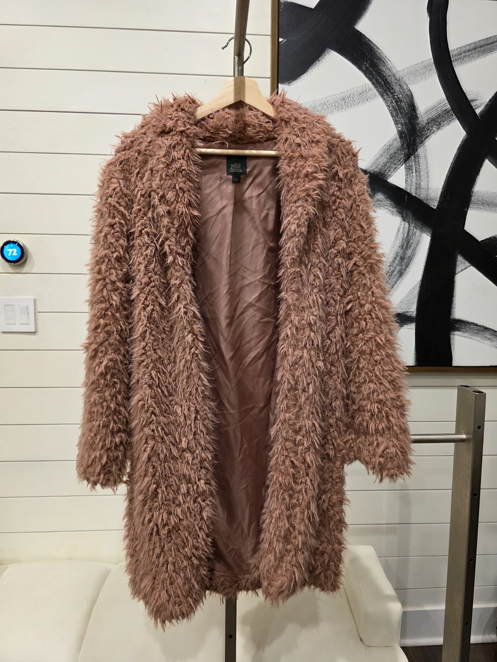 wild fable Plush Shag Faux Fur Coat in Blush
